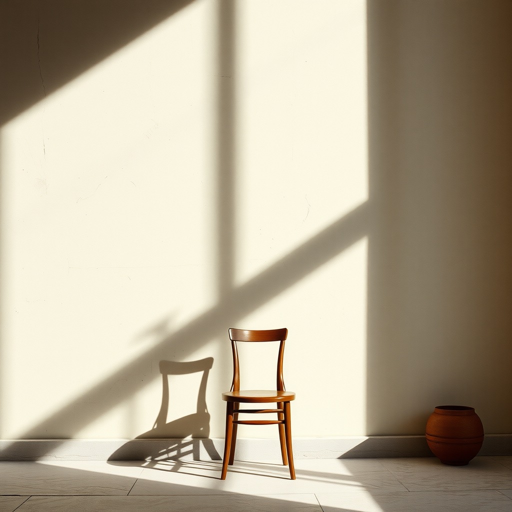 Light and shadow across a plaster wall