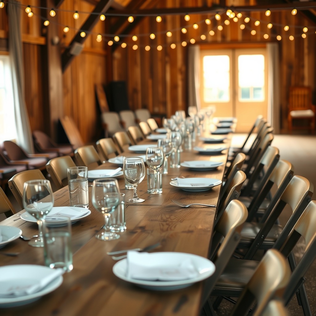 The long supper table set for Wednesday dinner